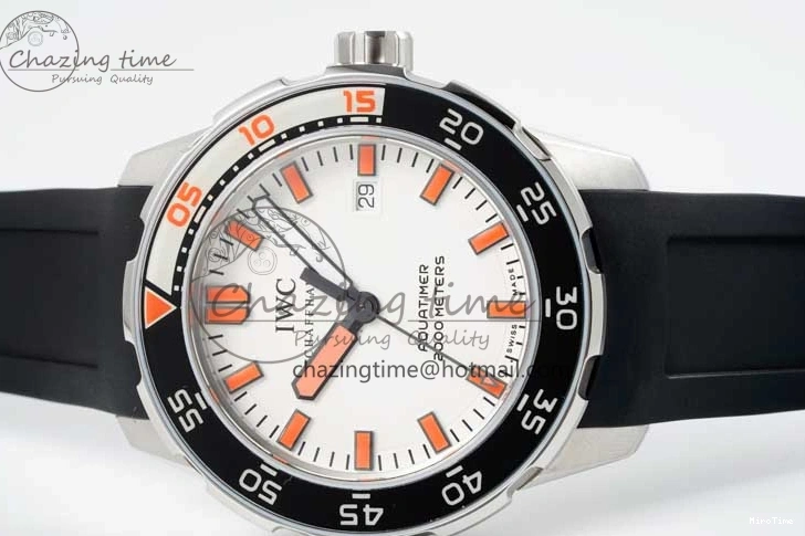 MIROTIME 0131 Aquatimer Automatic SS RSF 1:1 Best Edition White Orange Dial on Black Rubber Strap A Supportive 7069